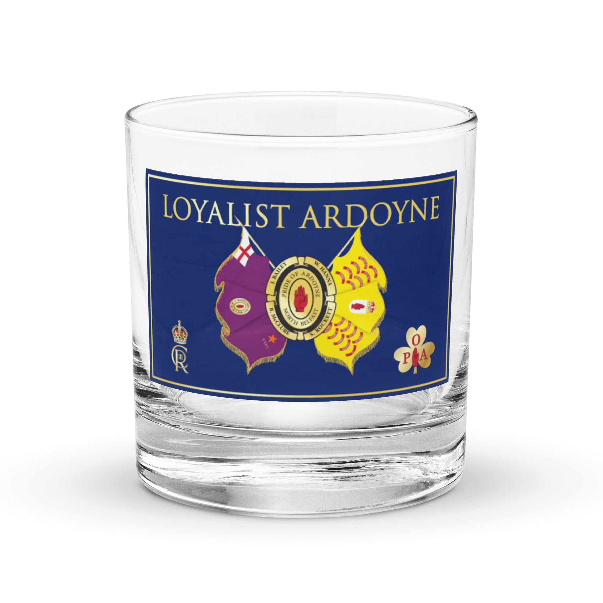 Loyalist Ardoyne Crest Rocks Glass product image (1)