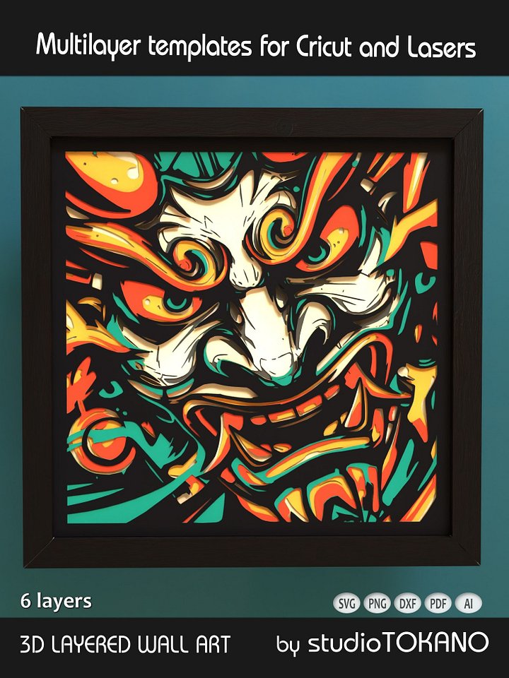 Oni Mask Layered Cut File product image (1)