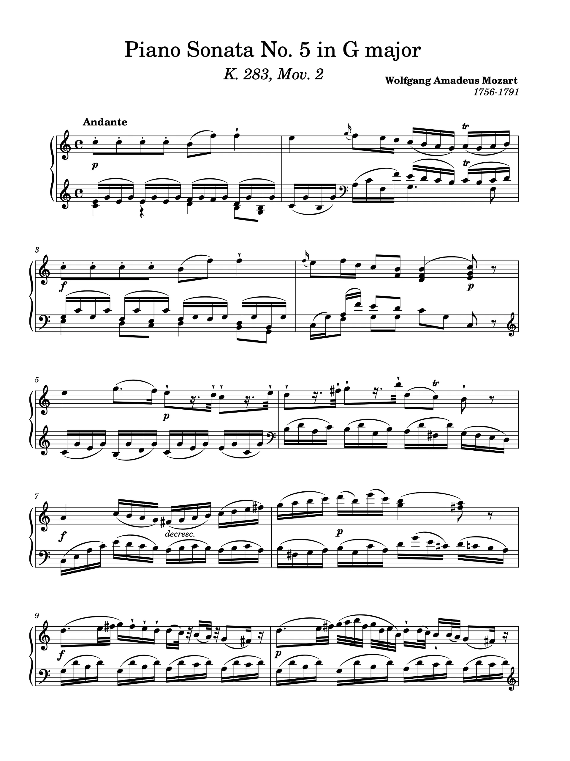 Piano Sonata No. 5 in G Major, K. 283: II. Andante product image (1)