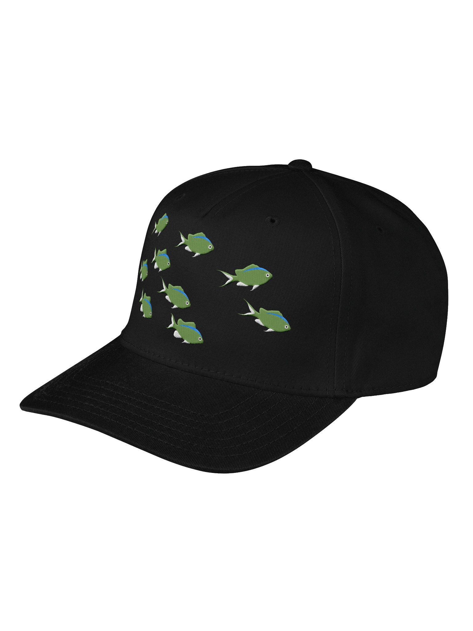 A School of Green Chromis Embroidered Baseball Cap | Reef Fish Hat for Saltwater Aquarium Lovers product image (5)