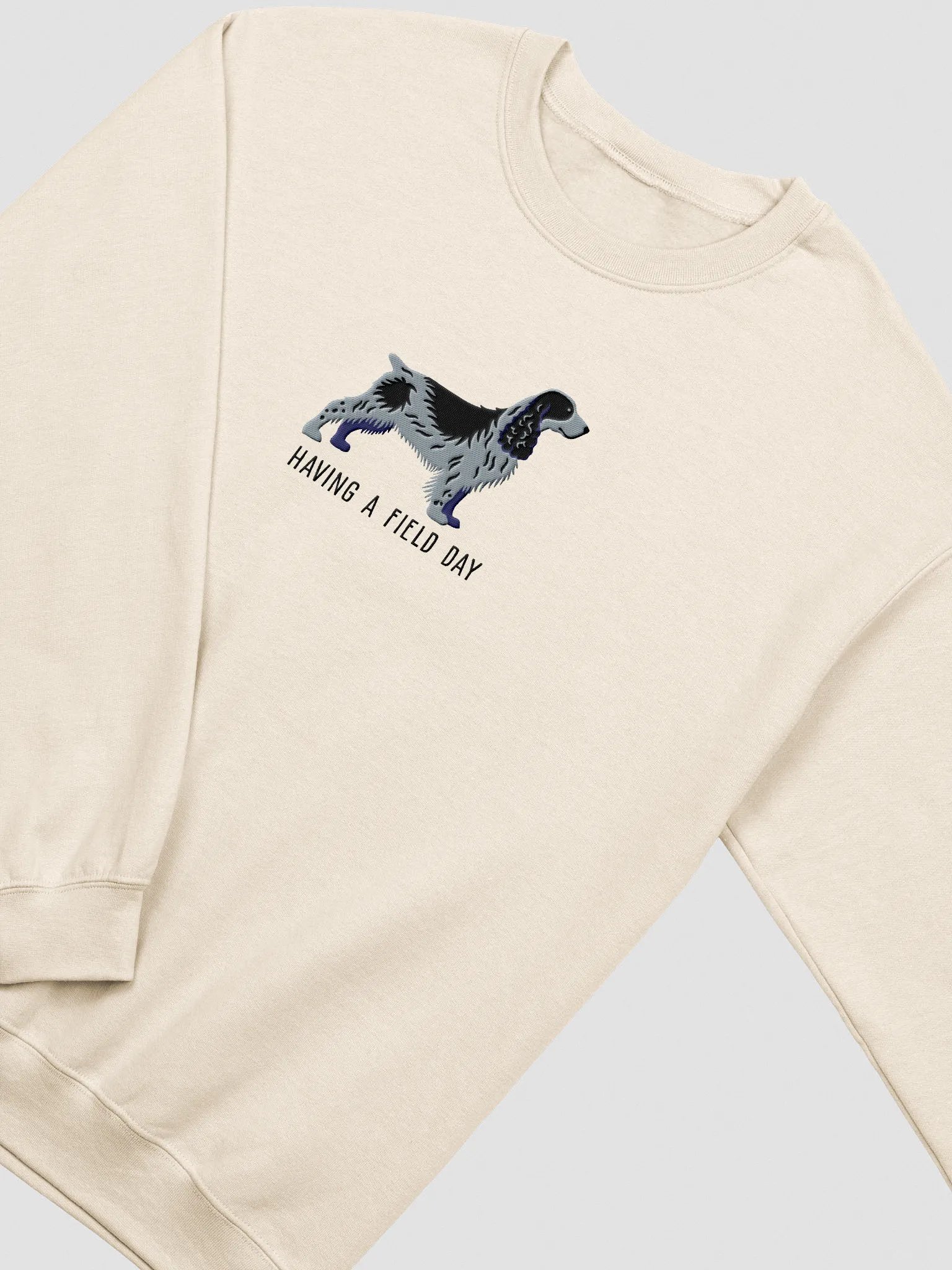 Having a Field Day Sweatshirt (Embroidered) of a Field Spaniel(Blue Roan) product image (6)