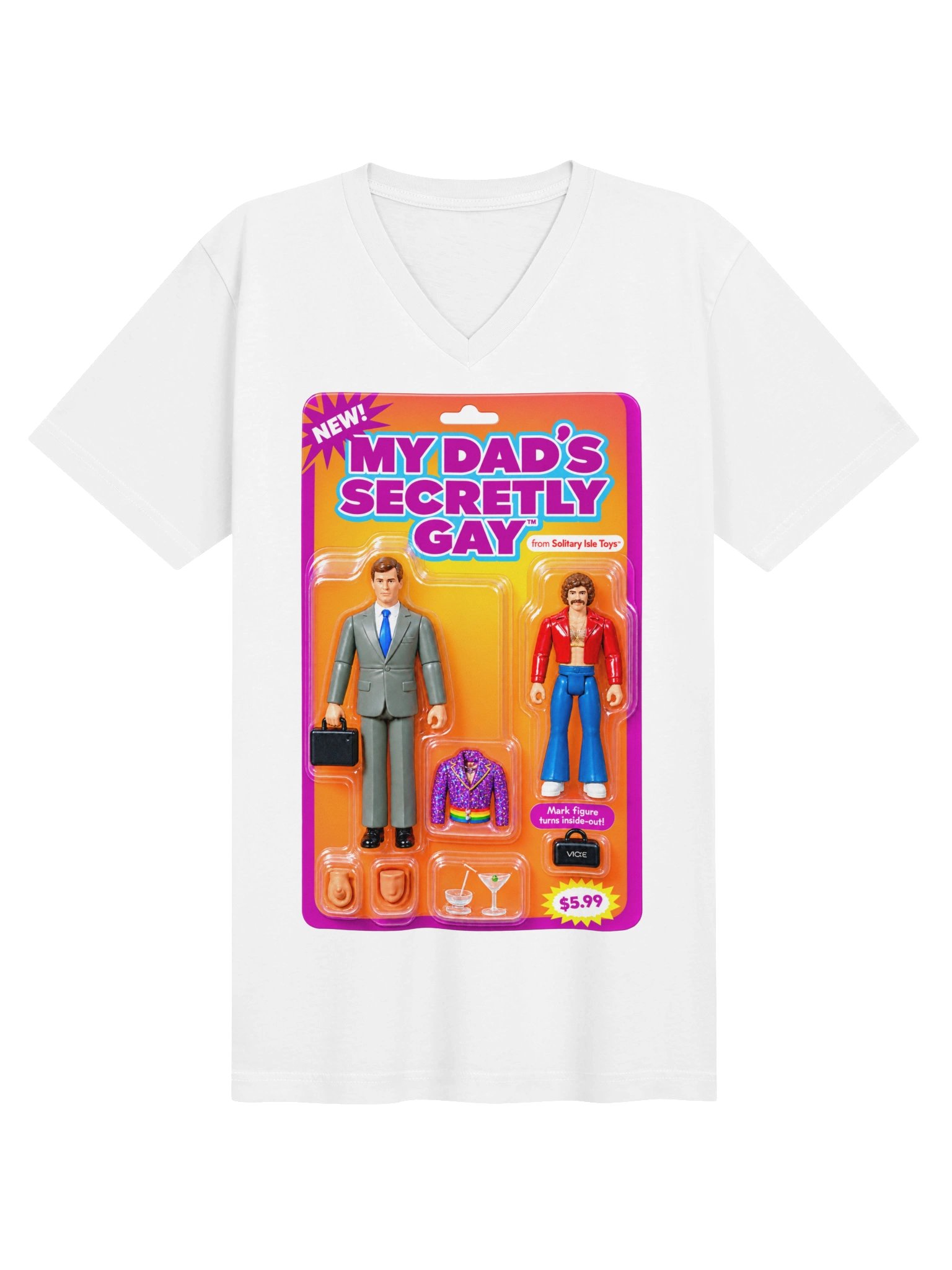 666 Toys | My Dad's Secretly Gay | Bella+Canvas Short Sleeve V-Neck Jersey T-Shirt product image (5)