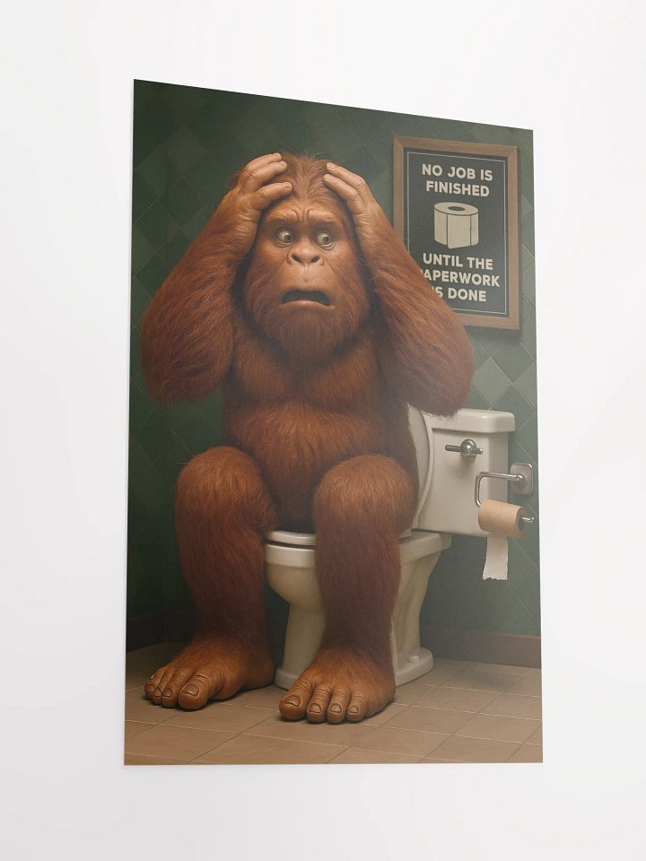"Bigfoot's Worst Nightmare" – Funny Bathroom Wall Art Poster product image (1)
