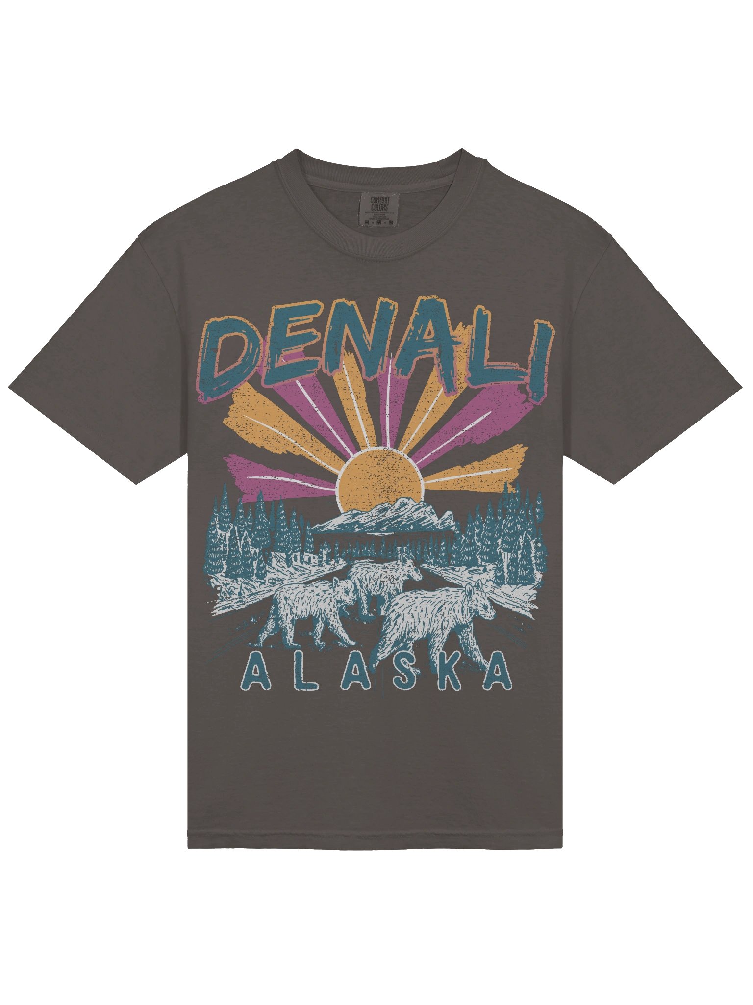 Denali Alaska National Park Shirt – Vintage Sunset Bear Landscape Retro Travel Tee product image (7)