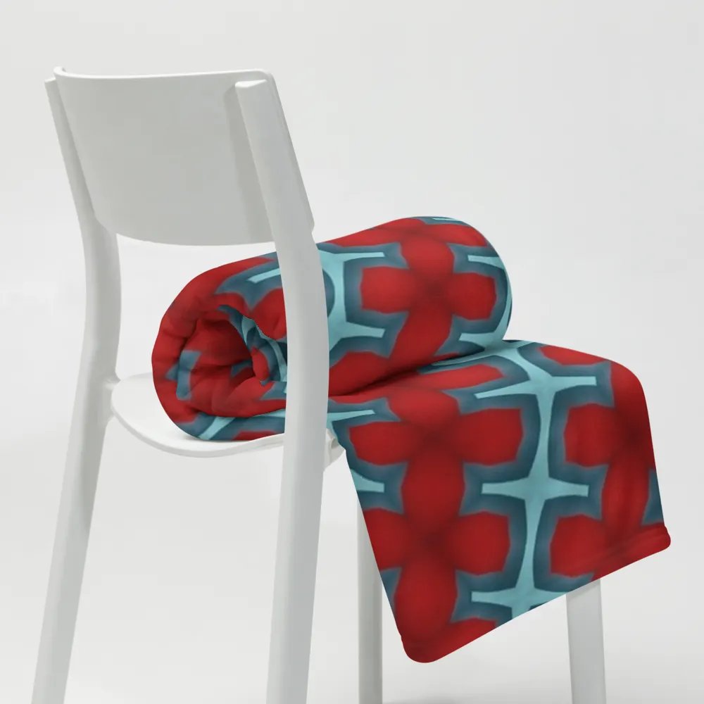 Red & Blue Diagonal Floral Throw Blanket product image (10)
