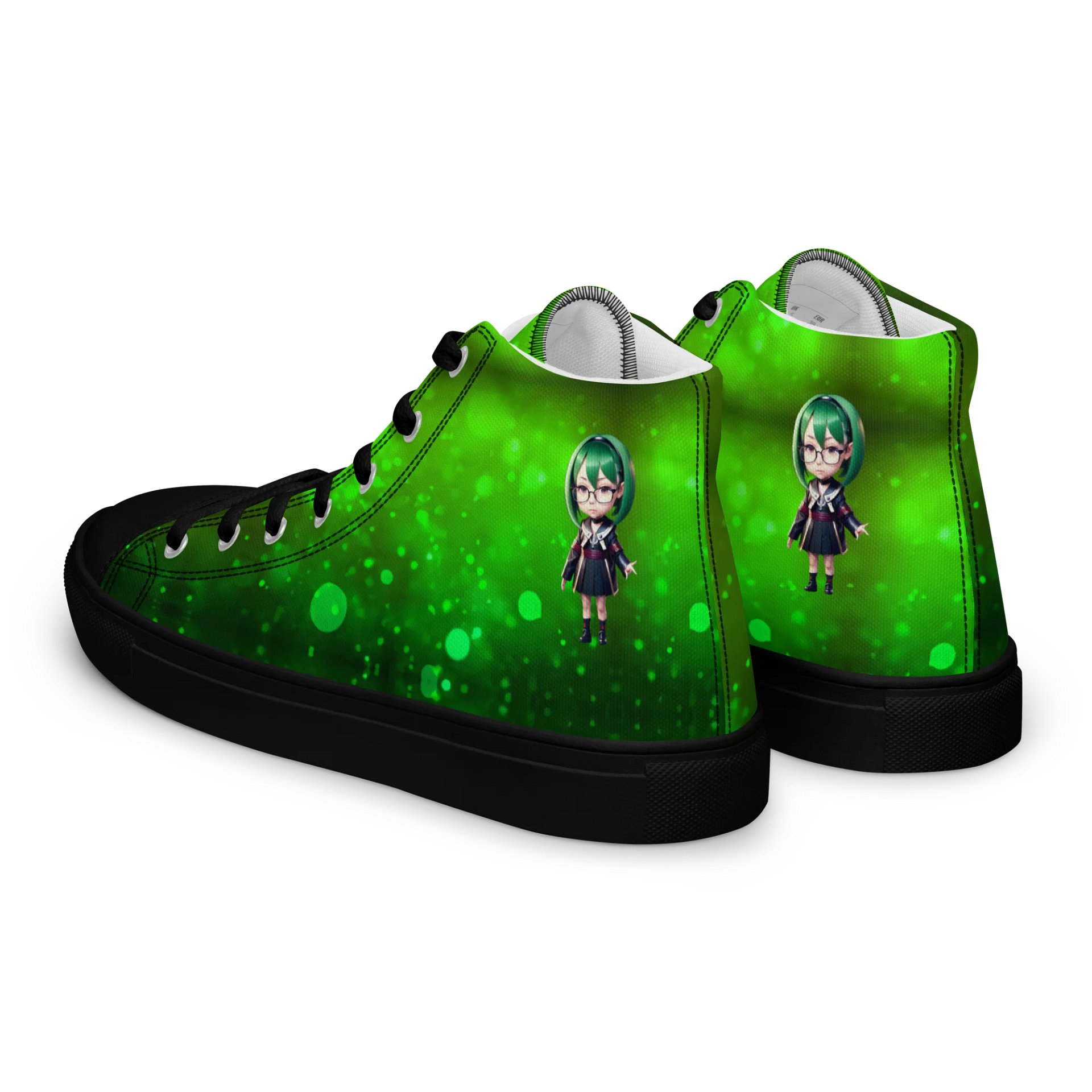 (Green CHIBI) K Women's High Top Canvas Shoes product image (5)