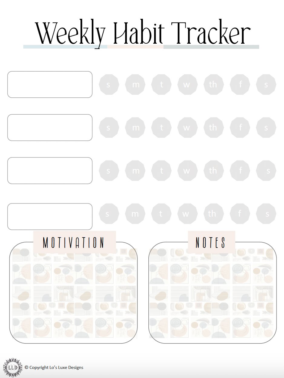 Weekly Habit Tracker - Geo Shapes - 8.5x11 Printable product image (1)