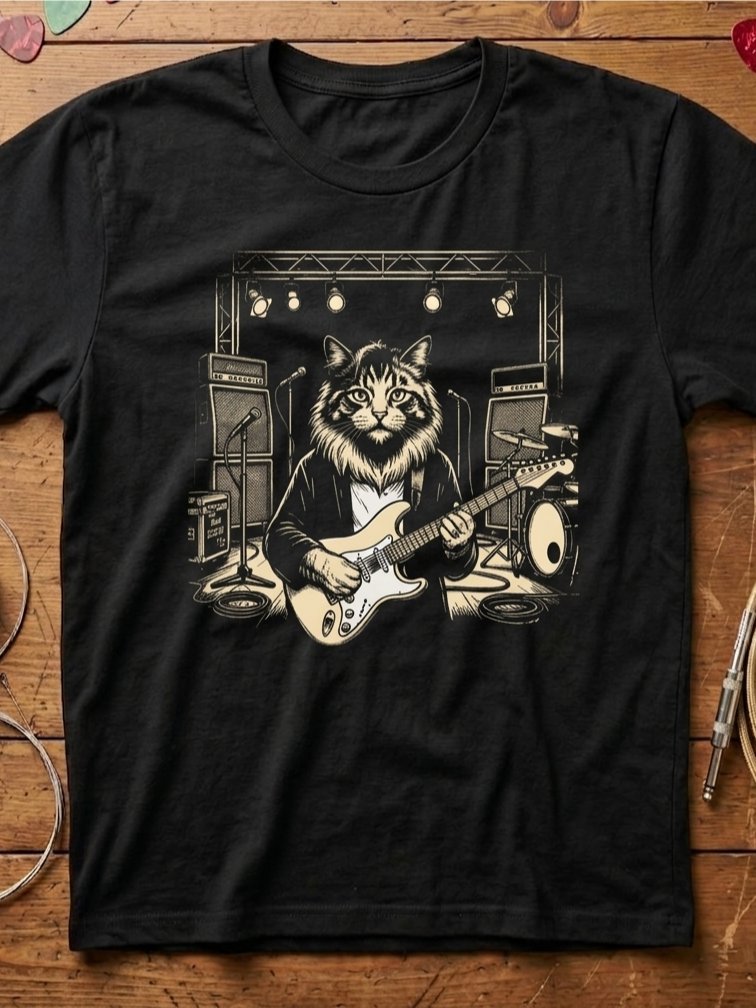 Clapton Cat Guitar T-Shirt | Funny Rock Music Cat Tee product image (1)