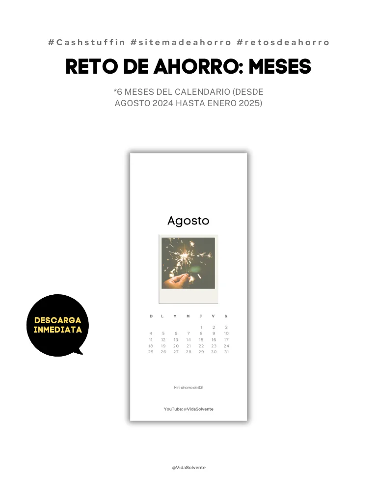 Retos de ahorro mensual (AGOSTO 2024 - ENERO 2025) product image (1)