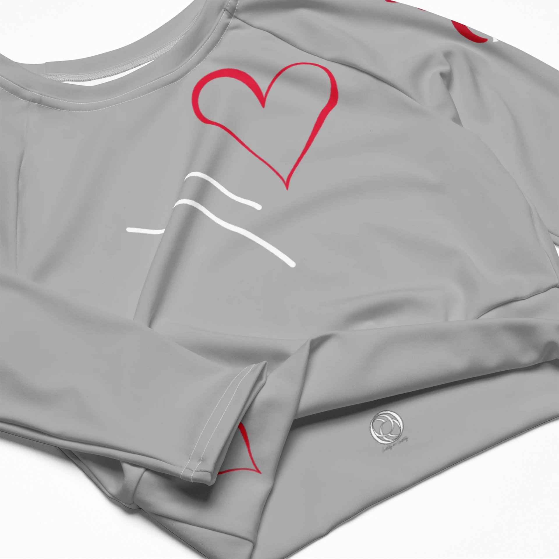 "Qu@lity He@rt" Long Sleeve Crop Top (Grey) product image (4)