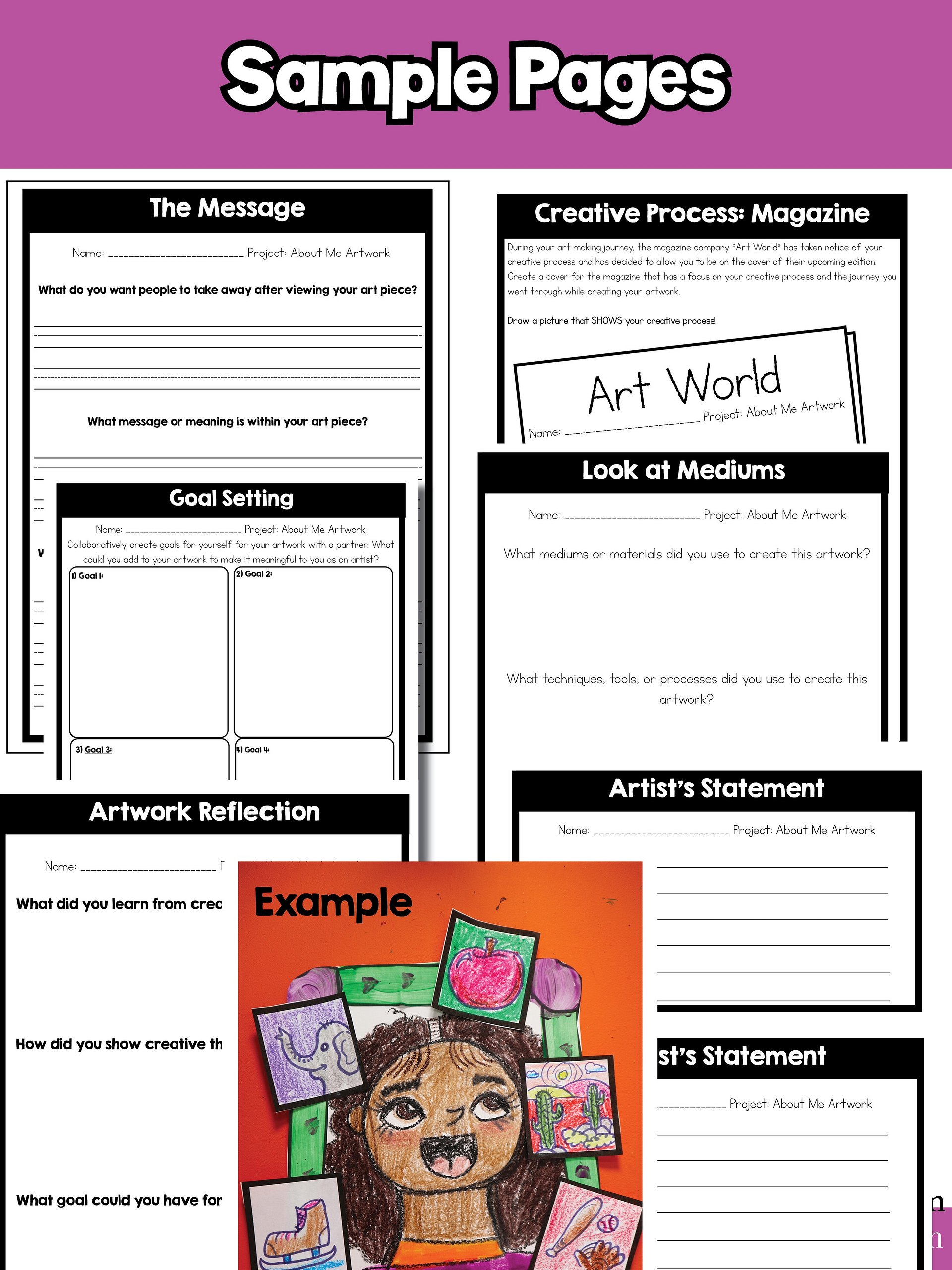 1st Grade Back to School About Me Art Lesson Portrait Favorite Thing Art Project product image (11)