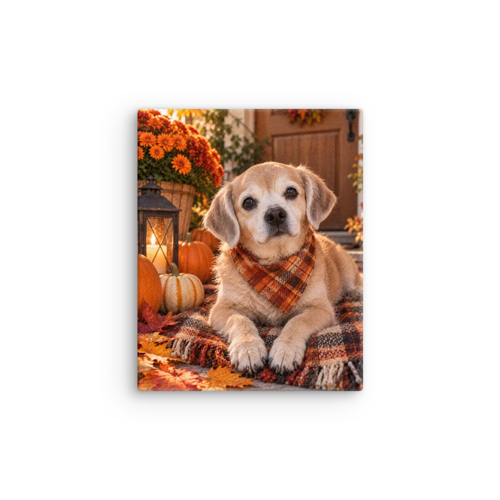 Cozy Fall Porch Dog Canvas Wall Art product image (1)