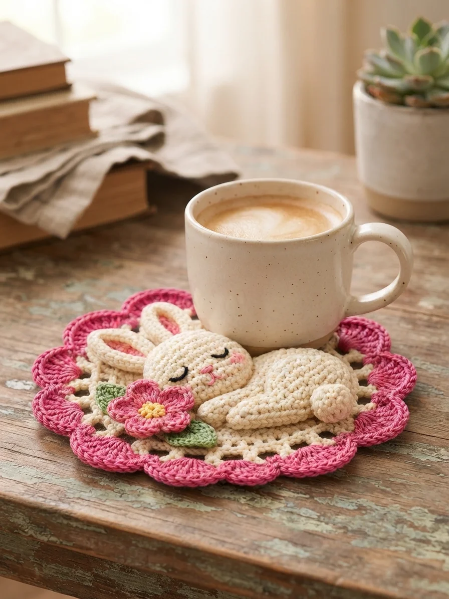 Sleeping Bunny Crochet Coaster Pattern product image (4)