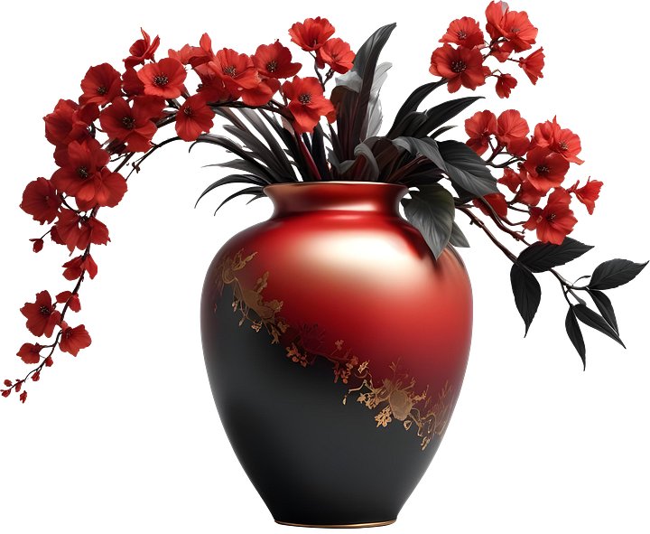 Chinese Porcelain Vase – Red and Black Gradient Elegance PNG product image (1)