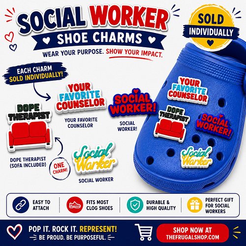 Discover our exclusive collection of social worker, therapist, and counselor shoe charms, now restocked in our online shop. T...