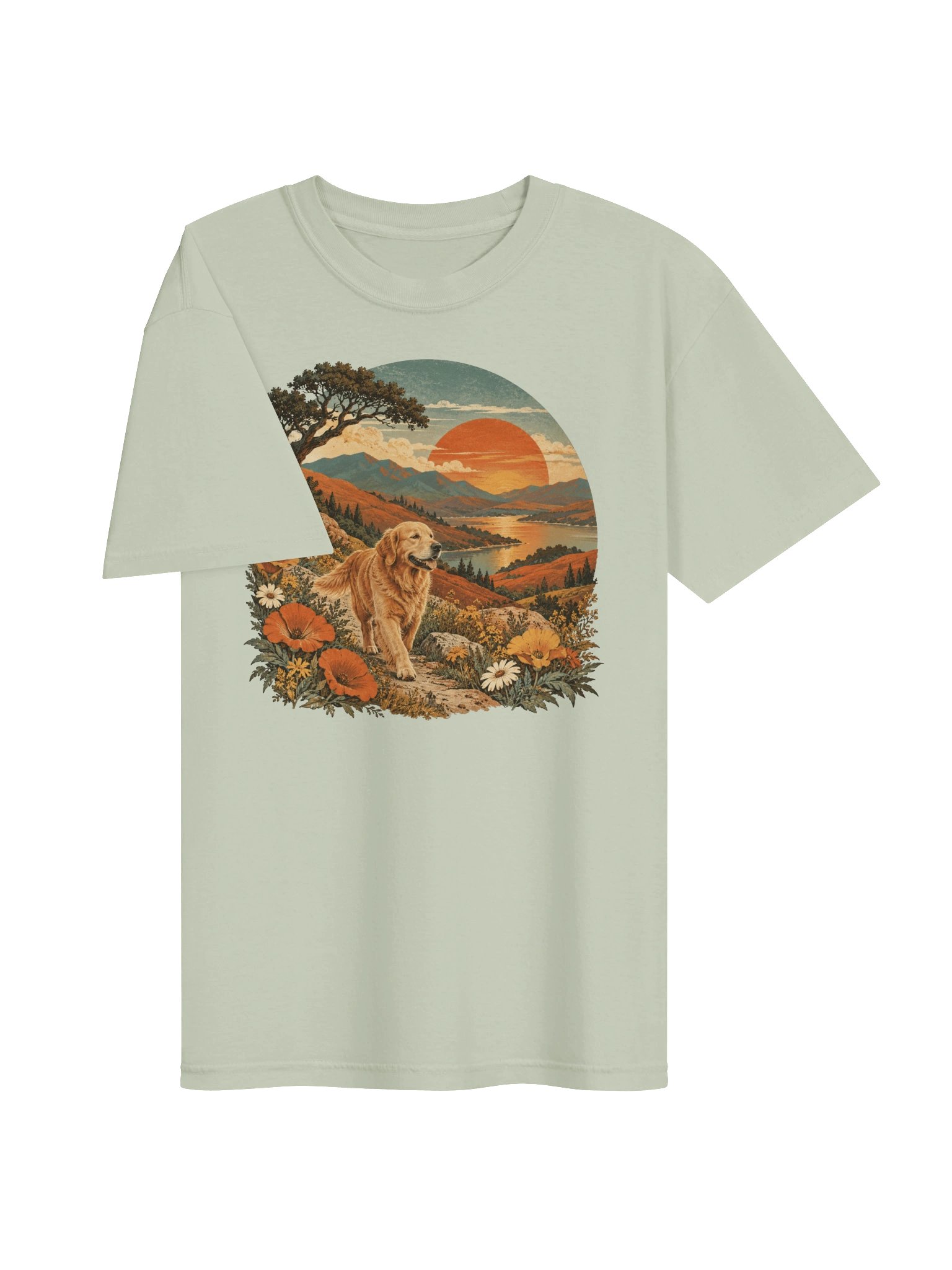 Retro Golden Retriever T-Shirt | Vintage Dog Lover Graphic Tee | 70s Sunset Dog Shirt product image (3)