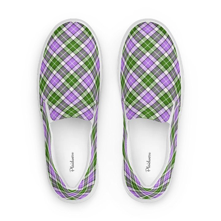 Lavender and Green Plaid Women's Slip-On Shoes product image (1)