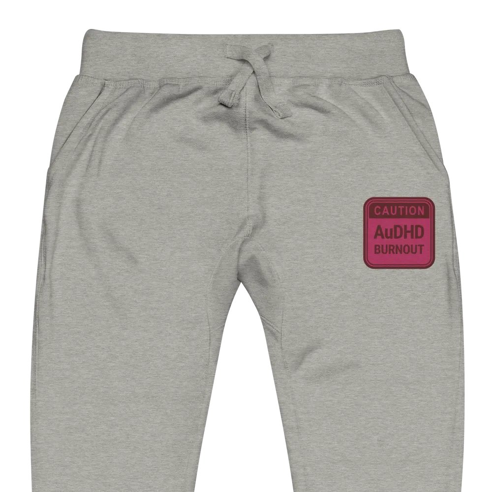 CAUTION: AuDHD BURNOUT (rose design) embroidered unisex joggers product image (1)