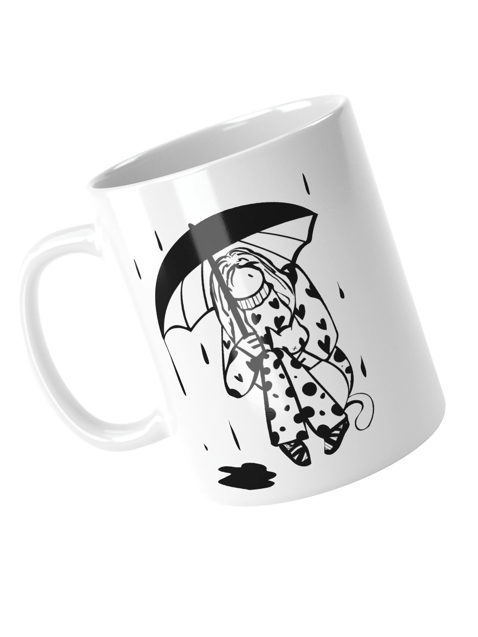 Mug: Lineart of Girl with cat under umbrella product image (4)