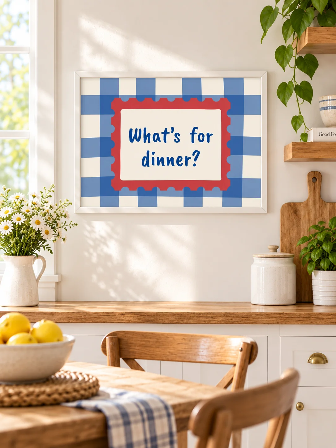 What's For Dinner Kitchen Wall Art | Retro Checkerboard Typography product image (7)