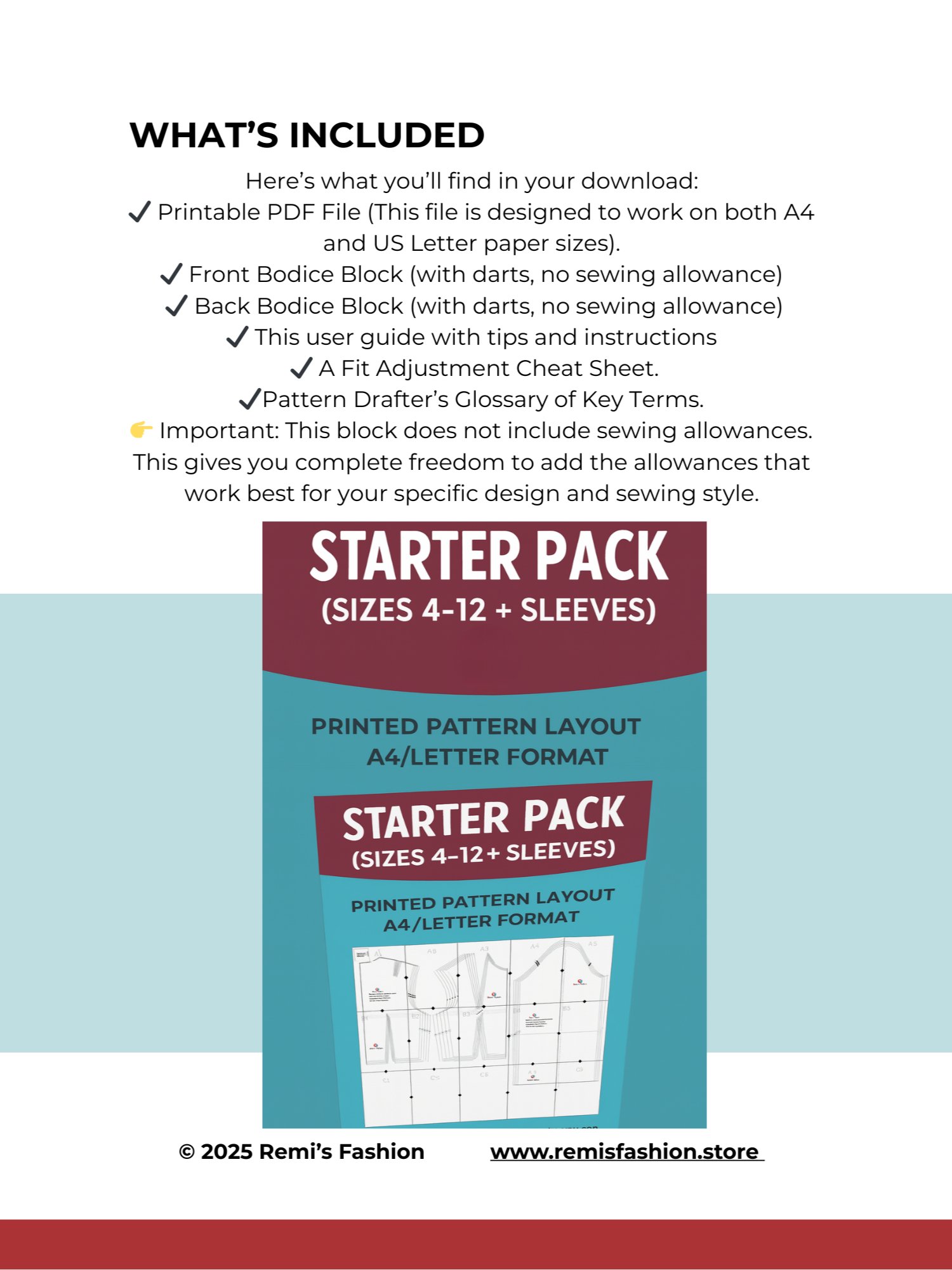 Bodice Block Sewing Pattern Starter Pack PDF (UK Sizes 4-12) product image (1)
