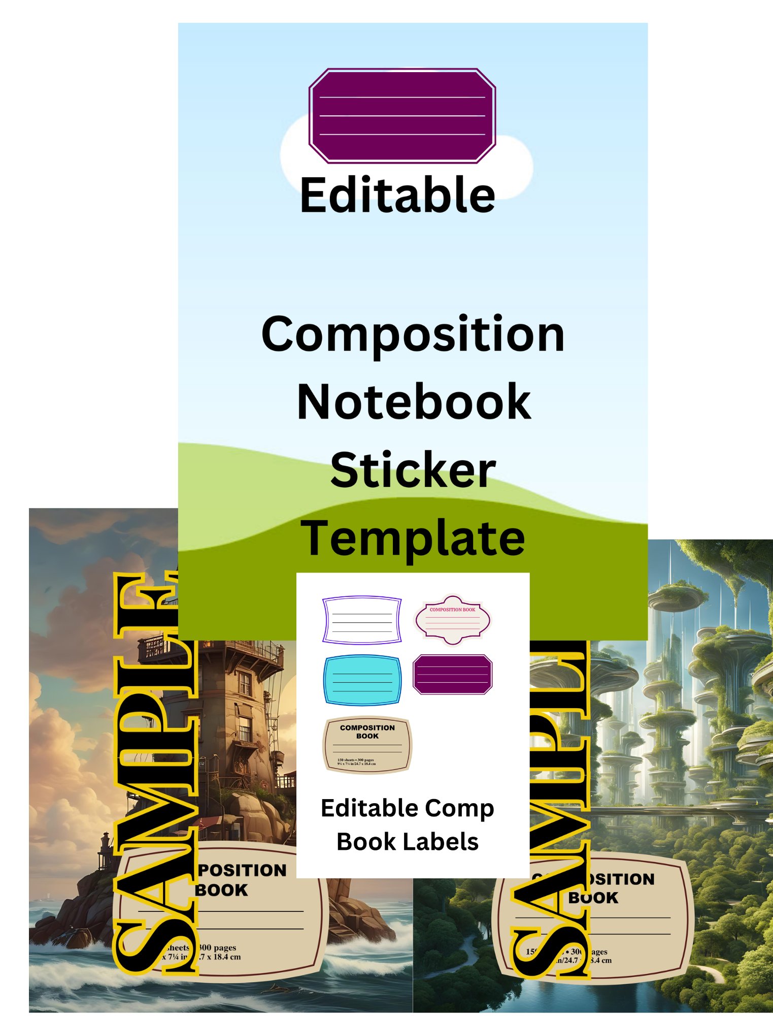 Editable Template - Composition Notebook Cover product image (1)