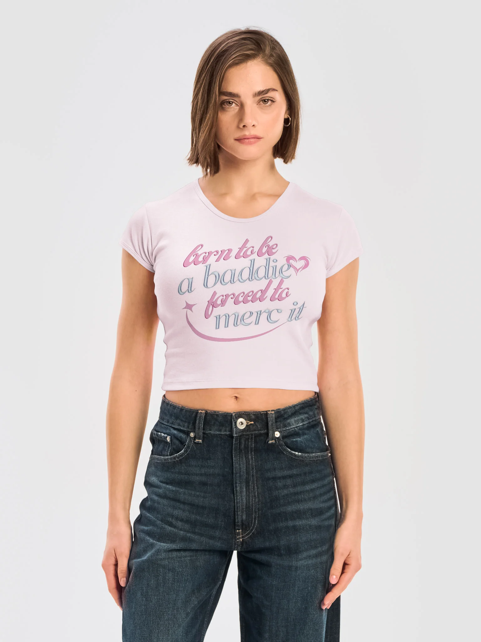 born to be a baddie, forced to merc it - baby tee (merc x riftbaddies) product image (2)