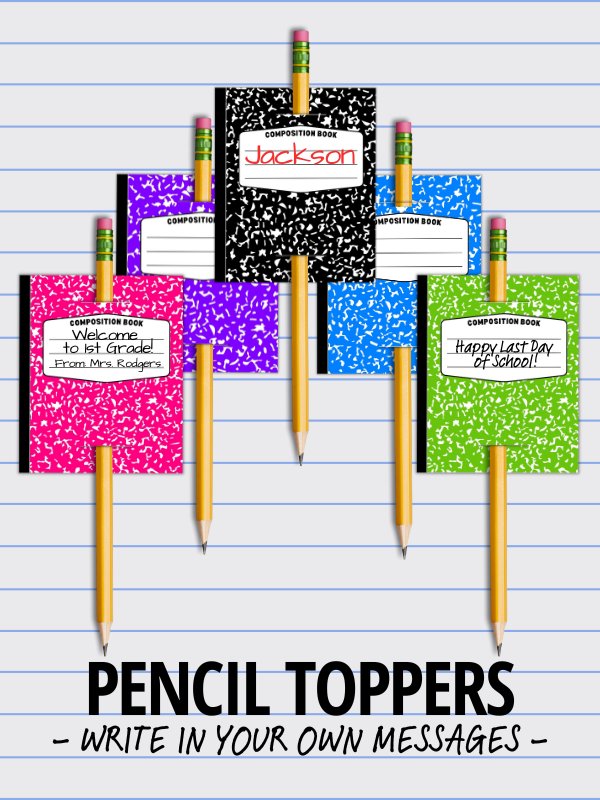 Notebook Pencil Toppers - Composition Notebook Printable product image (1)