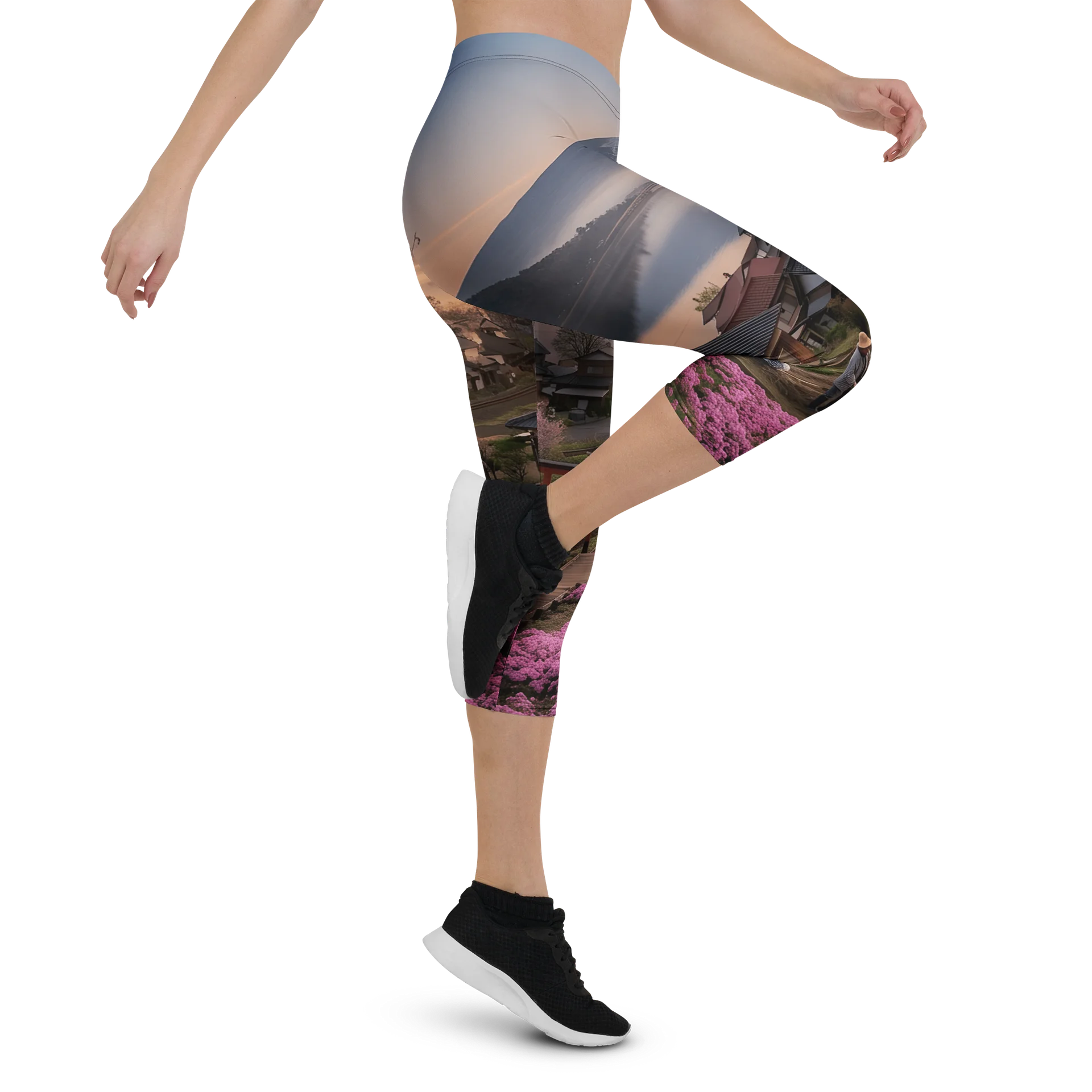 Mount Fuji Japanese Landscape Capri Leggings | Printed Activewear product image (7)