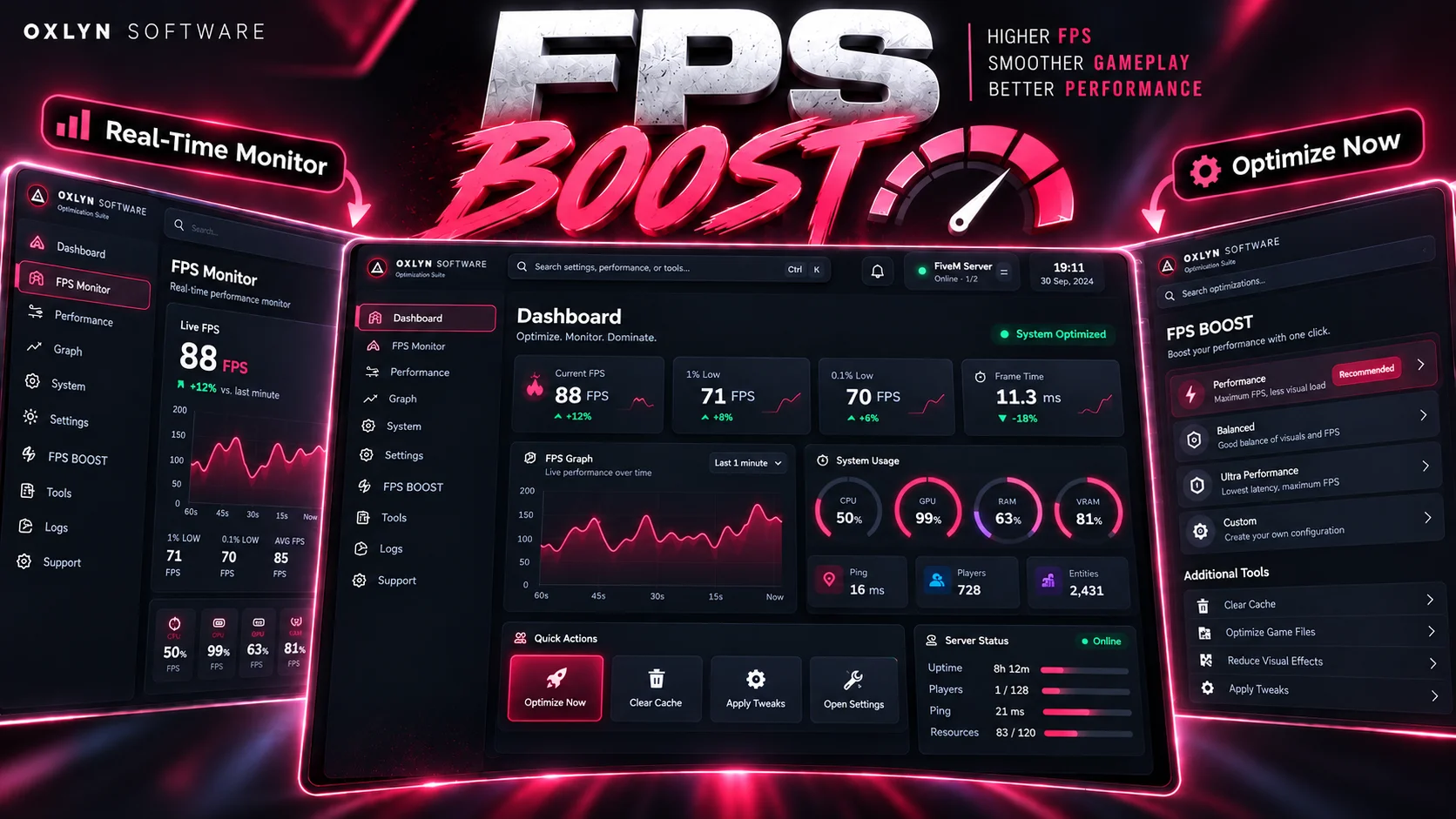 FiveM FPS Boost Script – 6 Presets, 87 Settings | ESX, QBCore, QBOX product image (1)