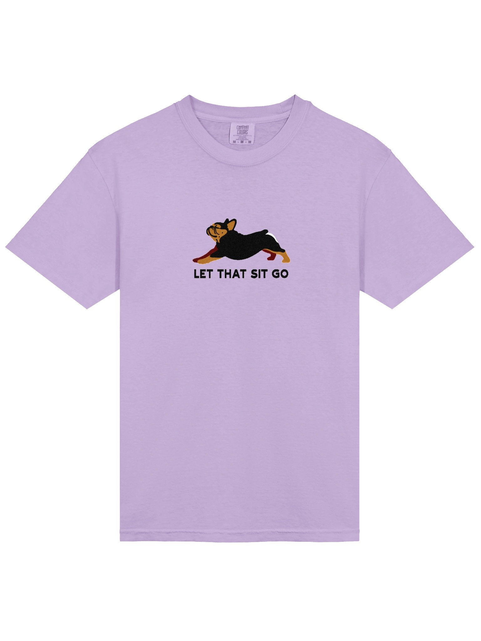Let that Sit Go T-Shirt(Embroidered) of a French Bulldog(Black & Tan) product image (6)