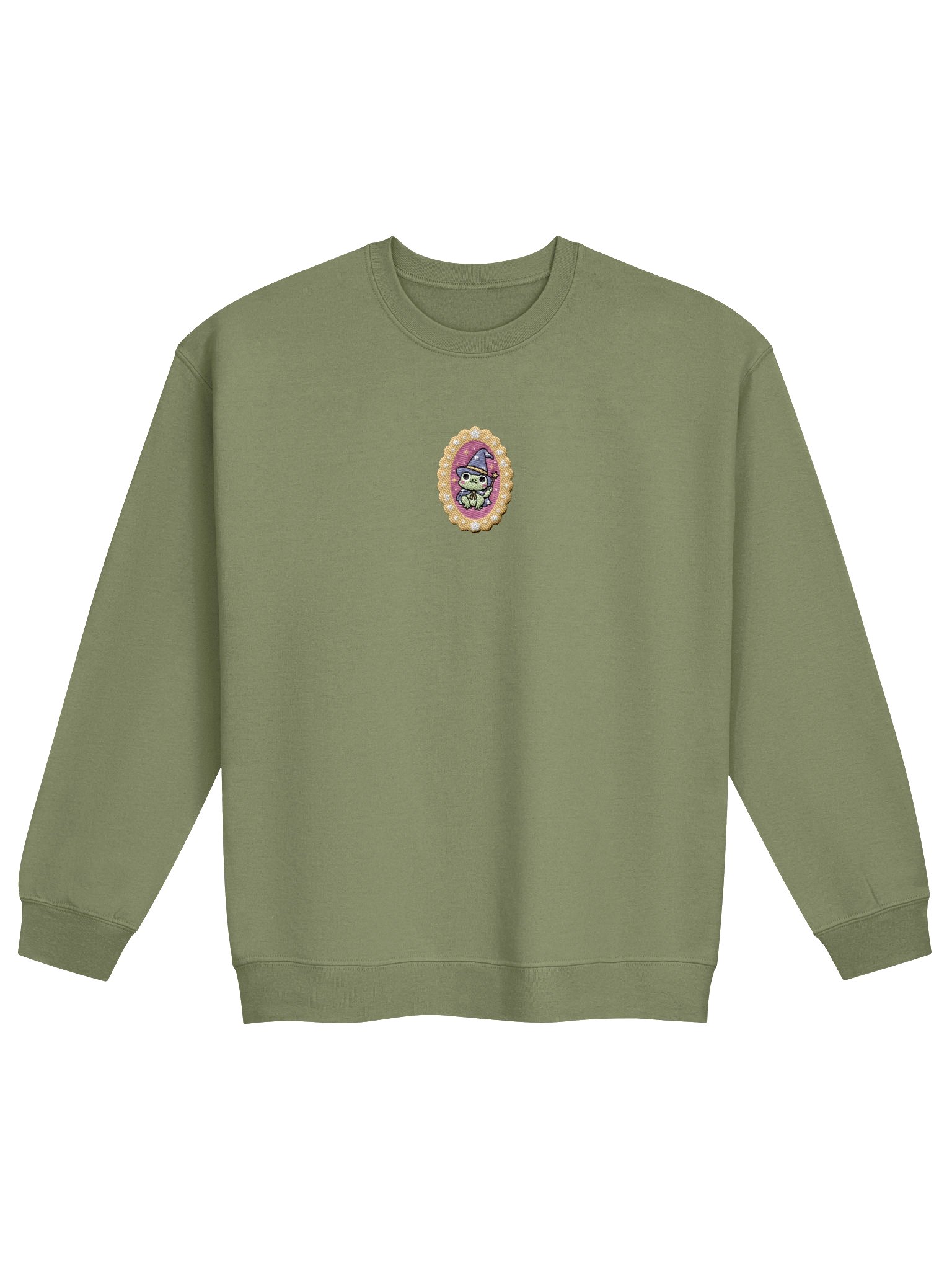 Embroidered Frog Wizard Sweatshirt (Pink Background) product image (1)
