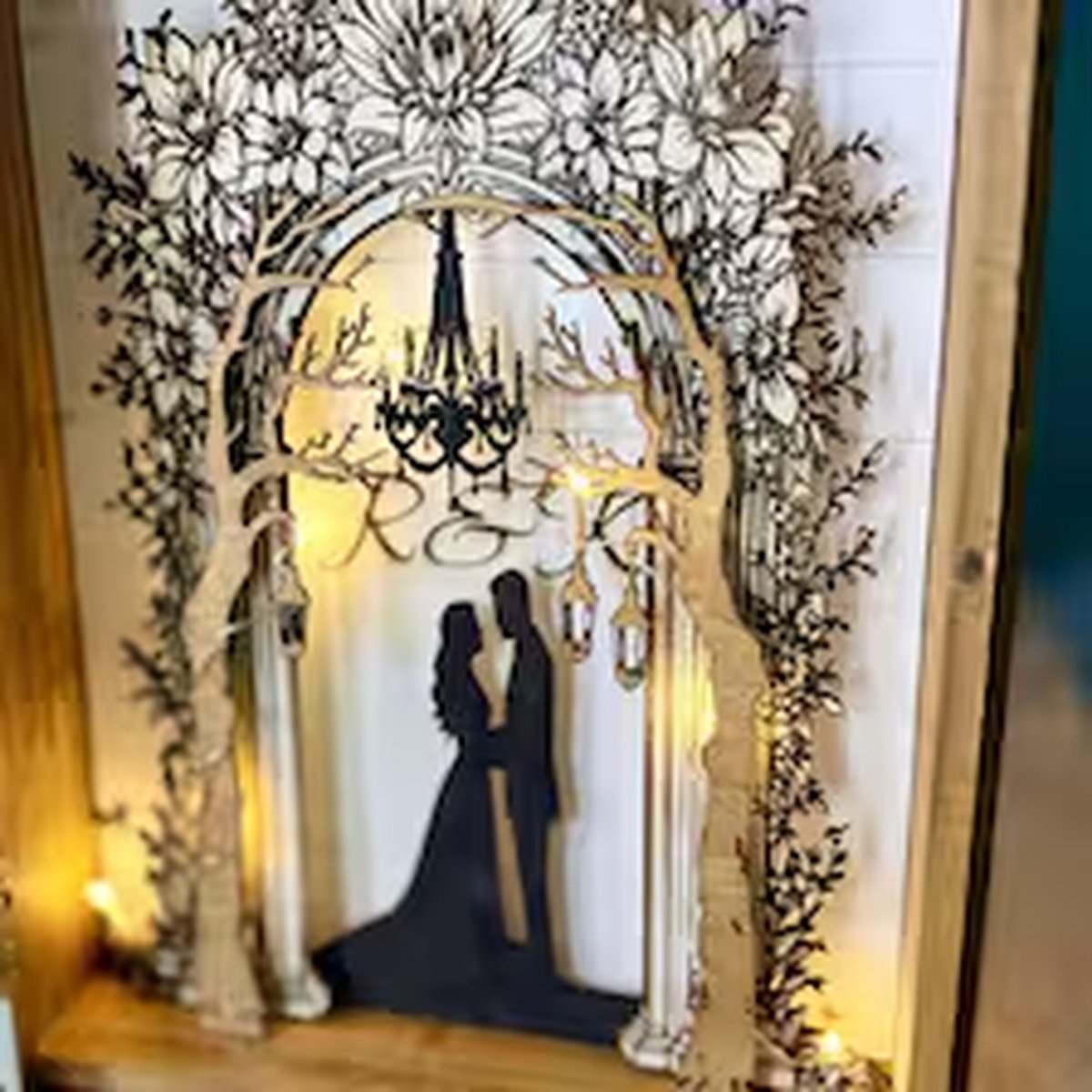 Personalized Wedding Guest Book Alternative, Unique Wooden Guestbook with Lights, Custom Keepsake product image (6)