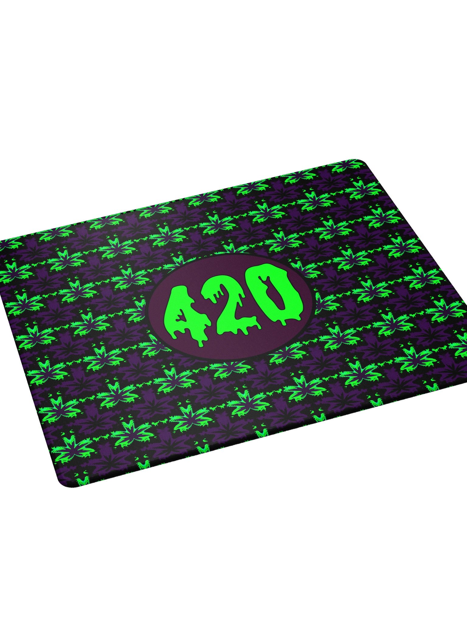 Pot Leaf 420 Gaming Mouse Pad, Weed Computer Game Desk Mat, Dripping Creepy Cannabis Deskpad, Green Purple Black Stoner Gamer Gift product image (4)