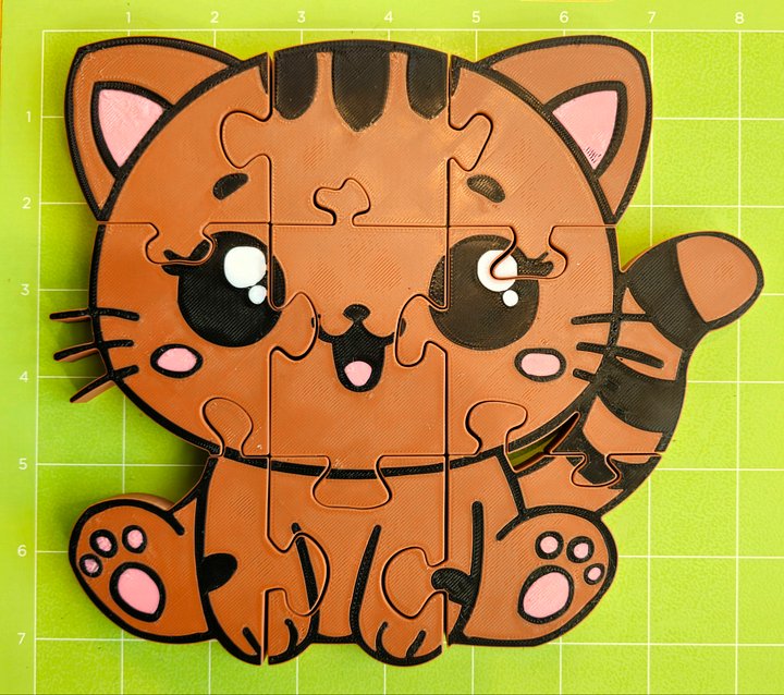 Kitten Jigsaw Puzzle, 3D-Printed Chunky Educational Toy for Toddlers & Kids, Montessori Learning, Floor Play product image (2)