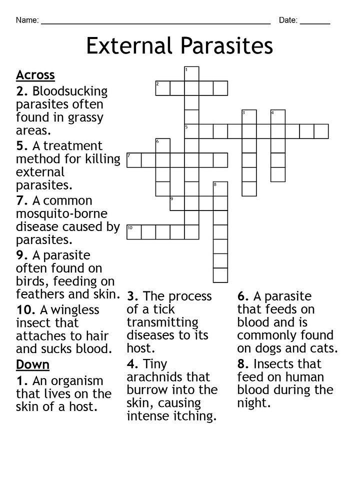 External Parasites Crossword Puzzle: Engaging Life Science Activity product image (1)