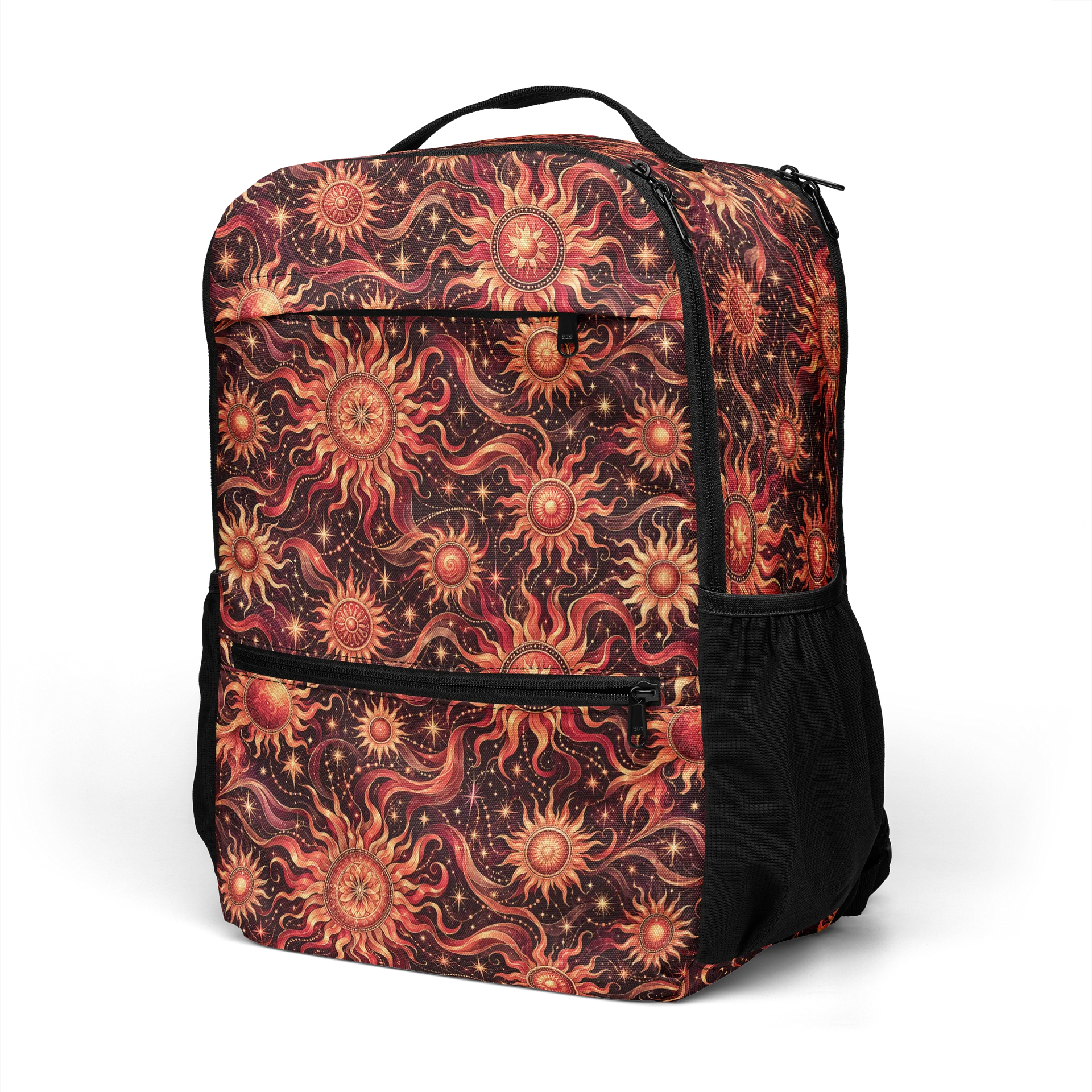 Red Ornamental Suns Backpack / Celestial Sunburst Boho Gothic ...