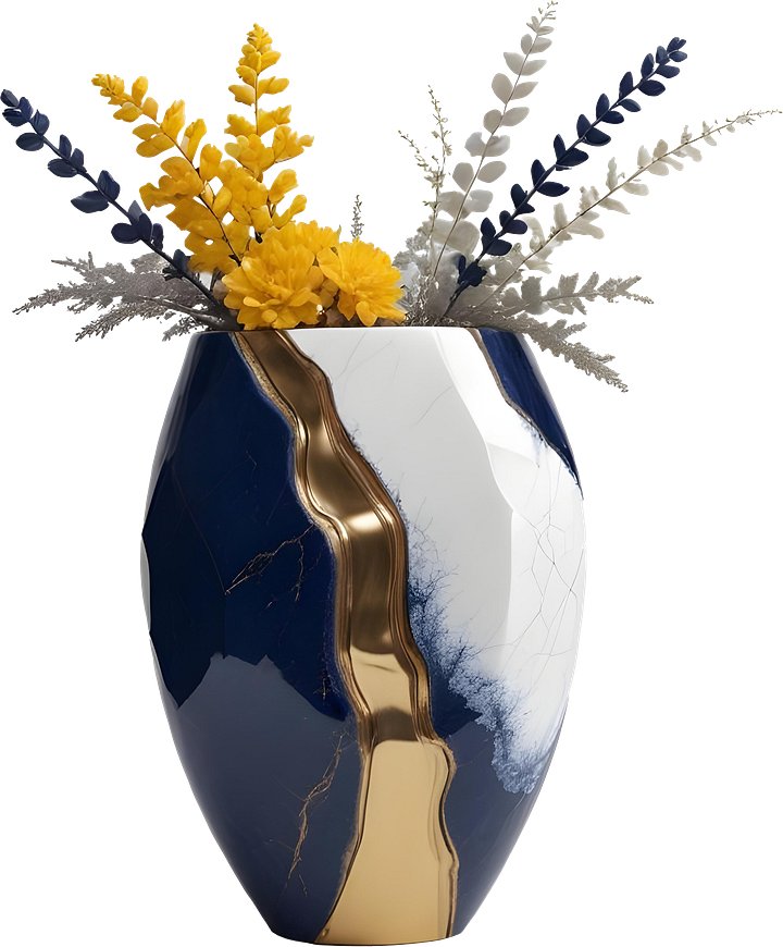 Golden Tides – Tropical Luxe Gold-Accented Vase PNG product image (1)