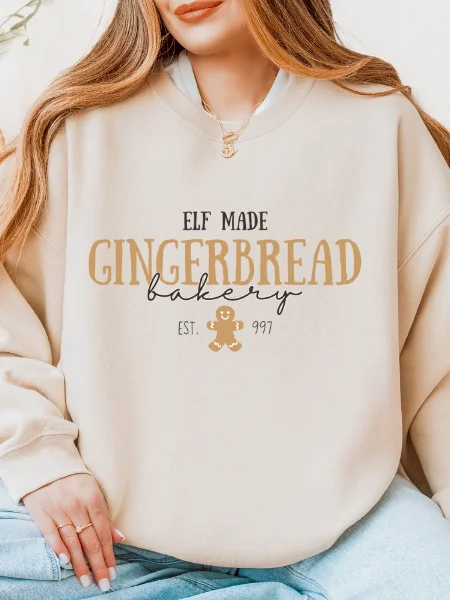 Gingerbread Elf Bakery Magical Christmas Cozy Minimalist Sweatshirt product image (4)