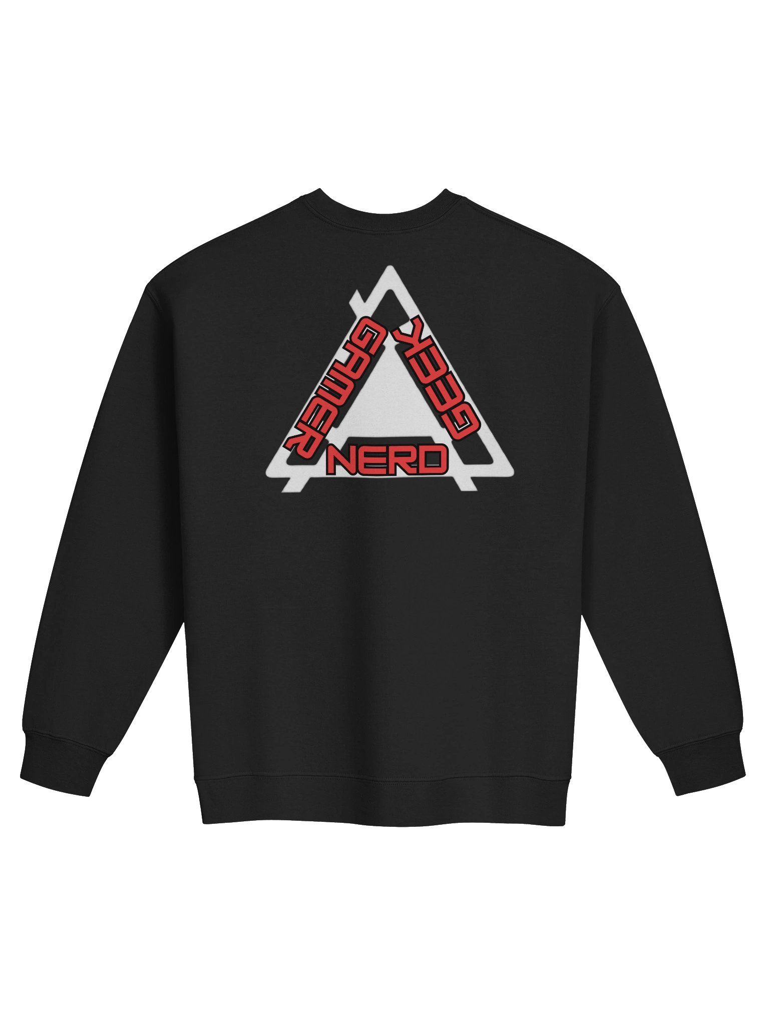 Nerd Geek Gamer Triangle Logo Crewneck Sweatshirt | Front & Back Print Pullover product image (2)