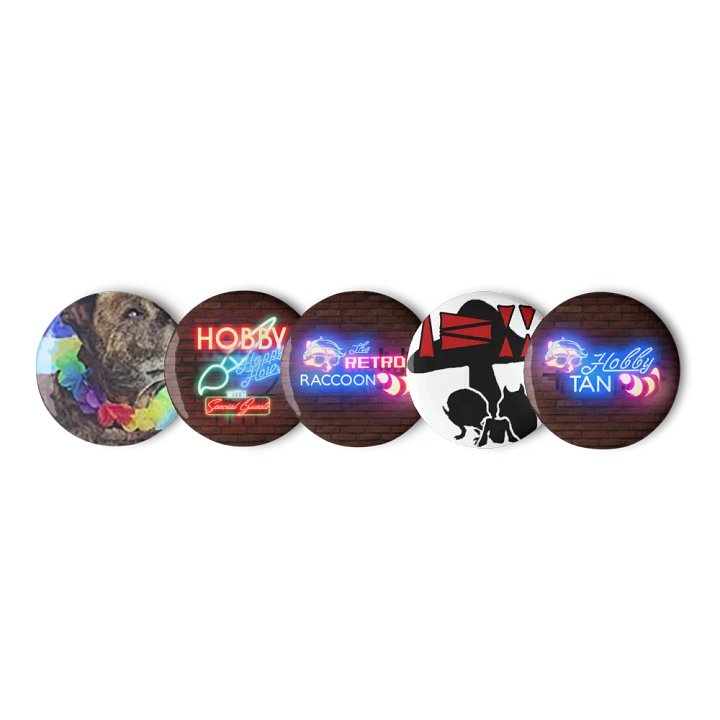 Retro Raccoon Button Bundle product image (2)