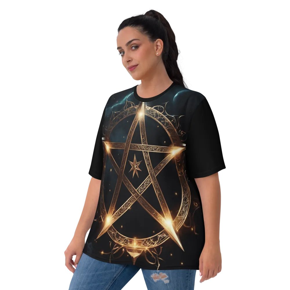 Black and Gold Star Symbology TShirt - front print product image (9)