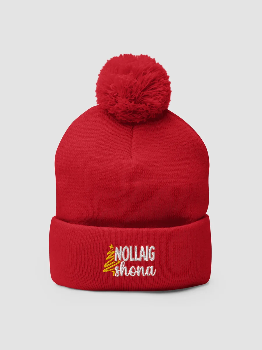 Irish Language Christmas Pom-Pom Beanie with Puffy Embroidery product image (2)