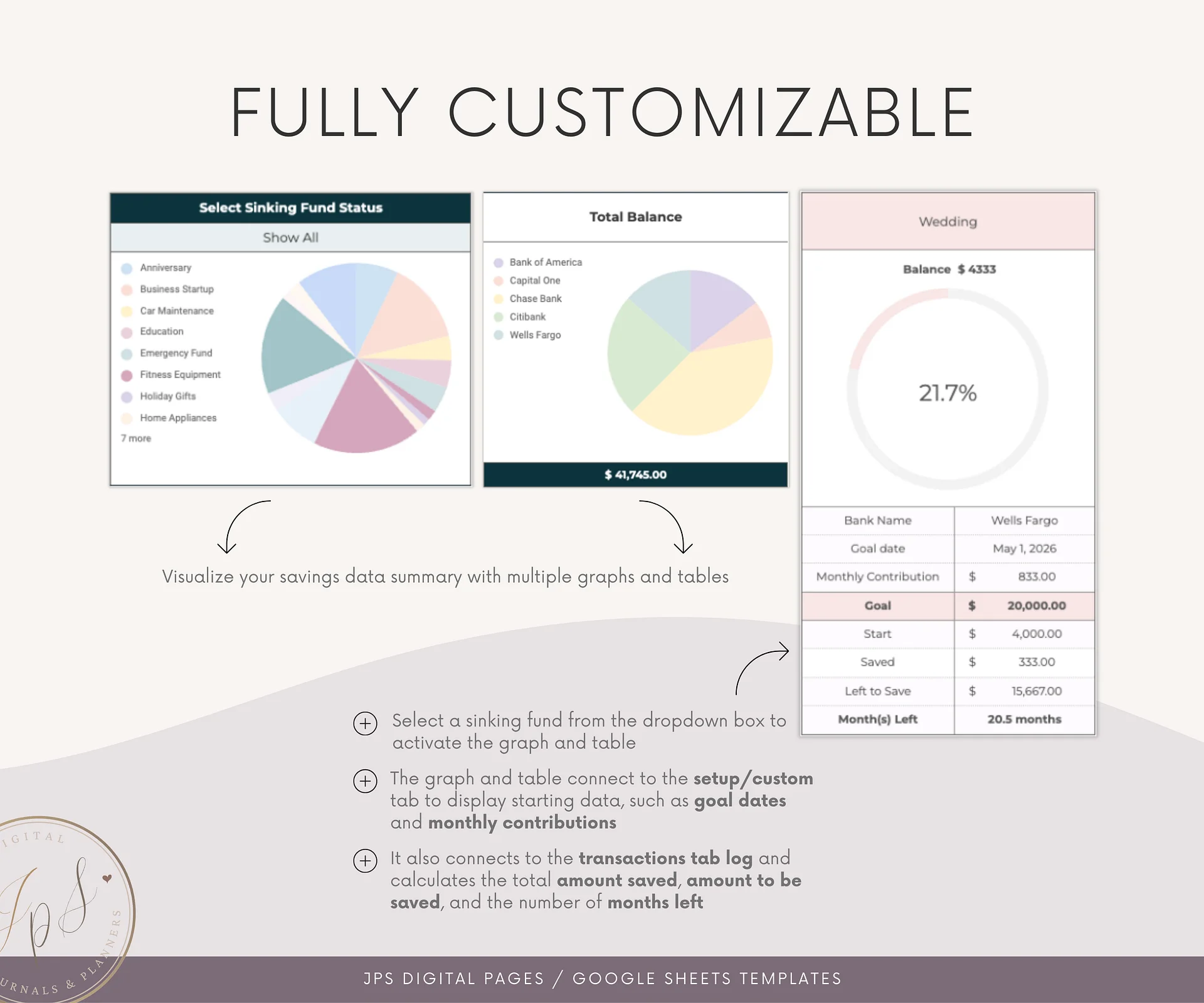 Sinking Funds Tracker Spreadsheet, Google Sheets Savings Tracker, product image (6)