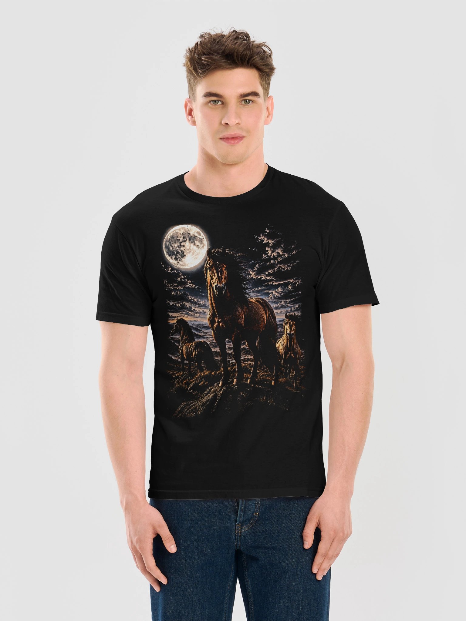 Wild Horse Howling Moon Tshirt | Legendary Wildlife Shirt product image (6)