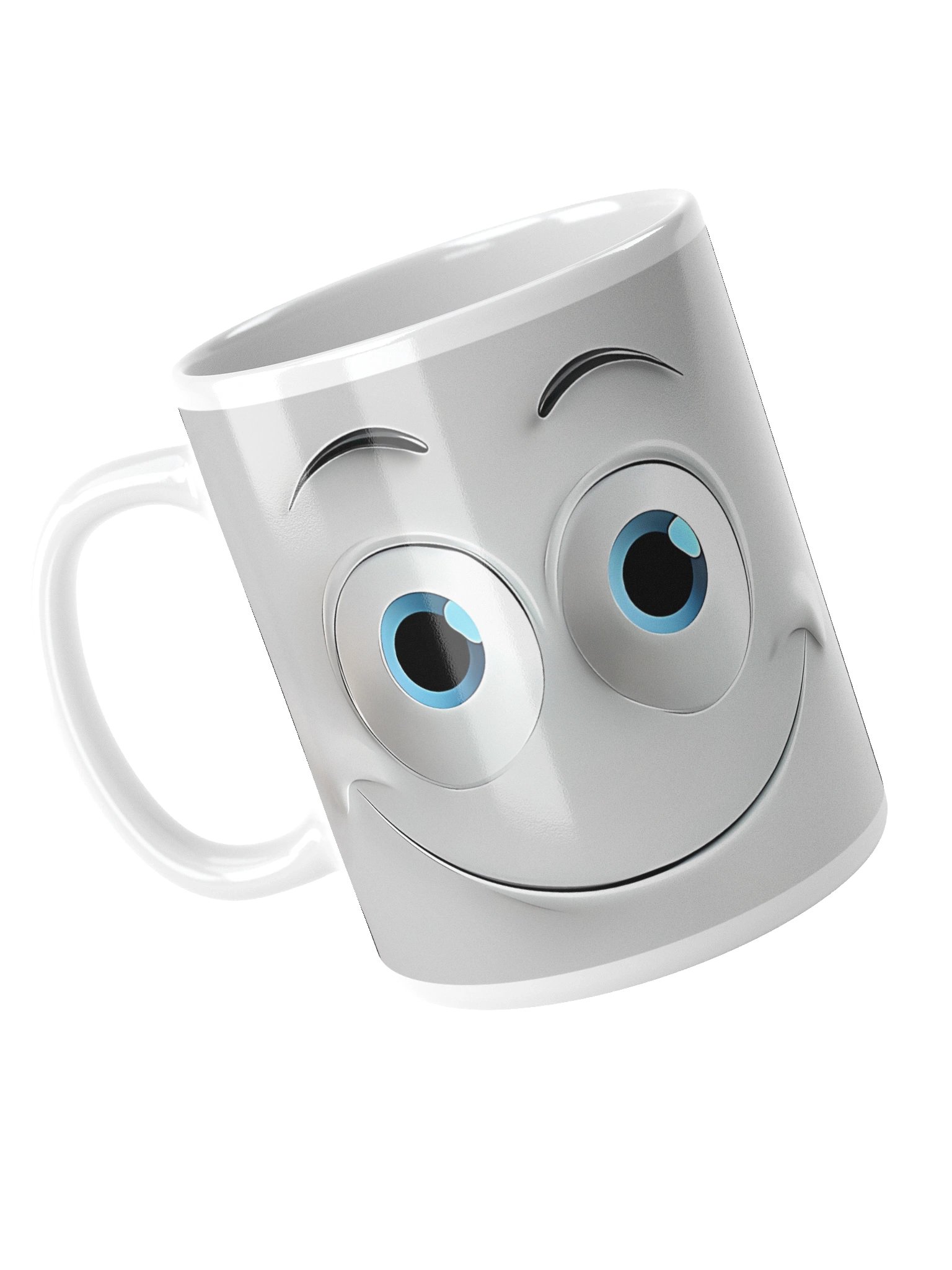 Cute Smiling Face Coffee Mug with Big Blue Eyes - Funny Ceramic Mug Gift product image (12)