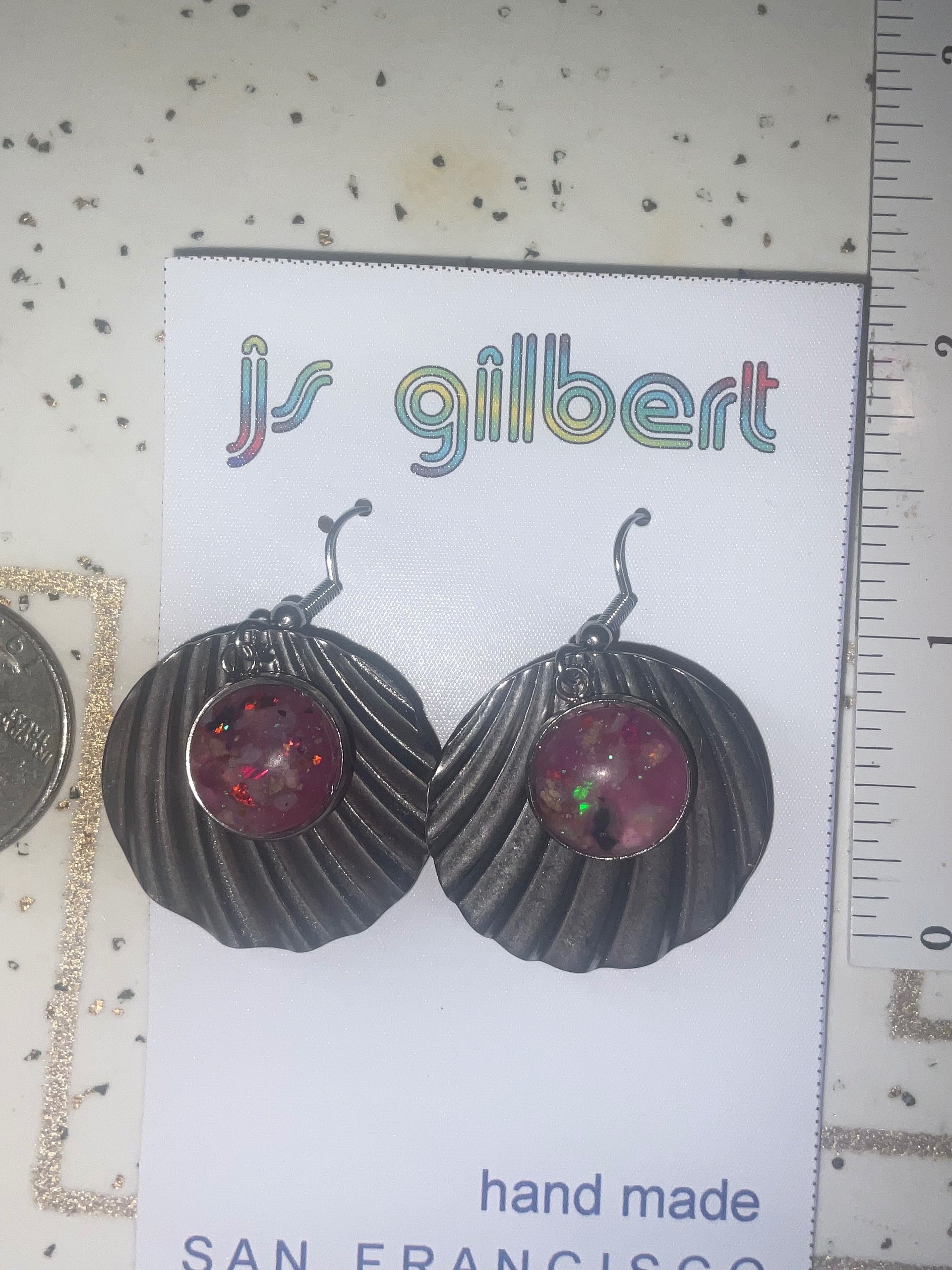 Geometric Fan Opal dangle earrings product image (2)