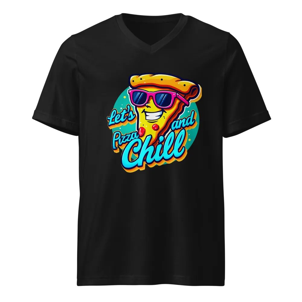 Pizza and Chill Cartoon V-Neck Tee Bella+Canvas (Men's) product image (1)