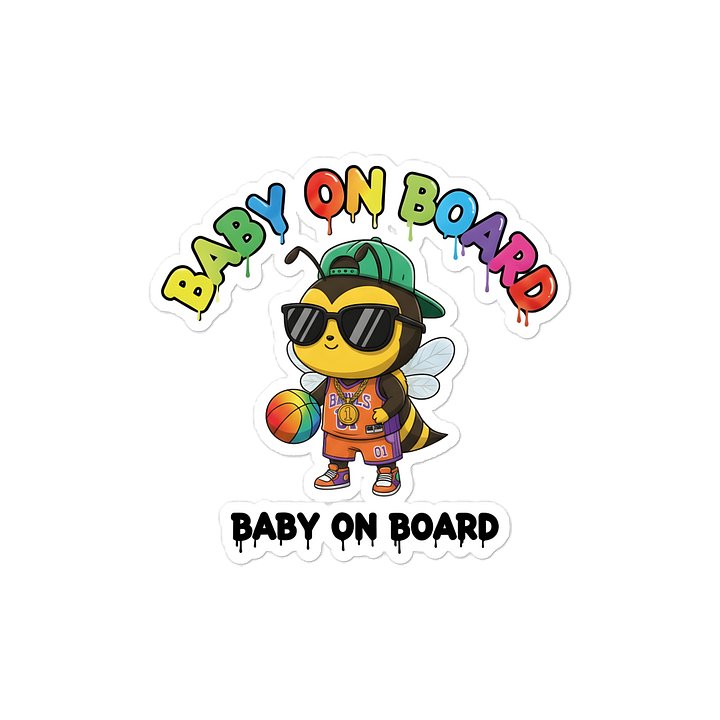 Funny Bee Basketball Baby on Board Sticker - 5x5 Weatherproof Vinyl Car Decal - Premium Bee Bsketball Star Gift product image (1)