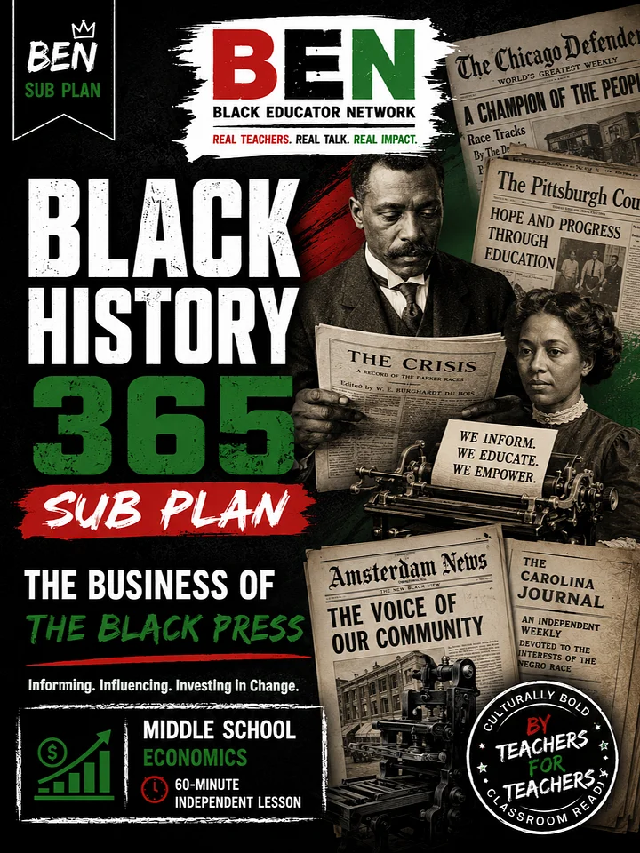Black History 365 Sub Plan: The Business of The Black Press | Middle School Economics| 60-Minute Lesson product image (1)
